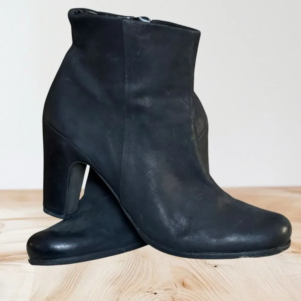 Ecco Jaffna Women Sz EU 40 US 9 Shoes Black Leather Side‎ Zip Heeled Ankle Boots